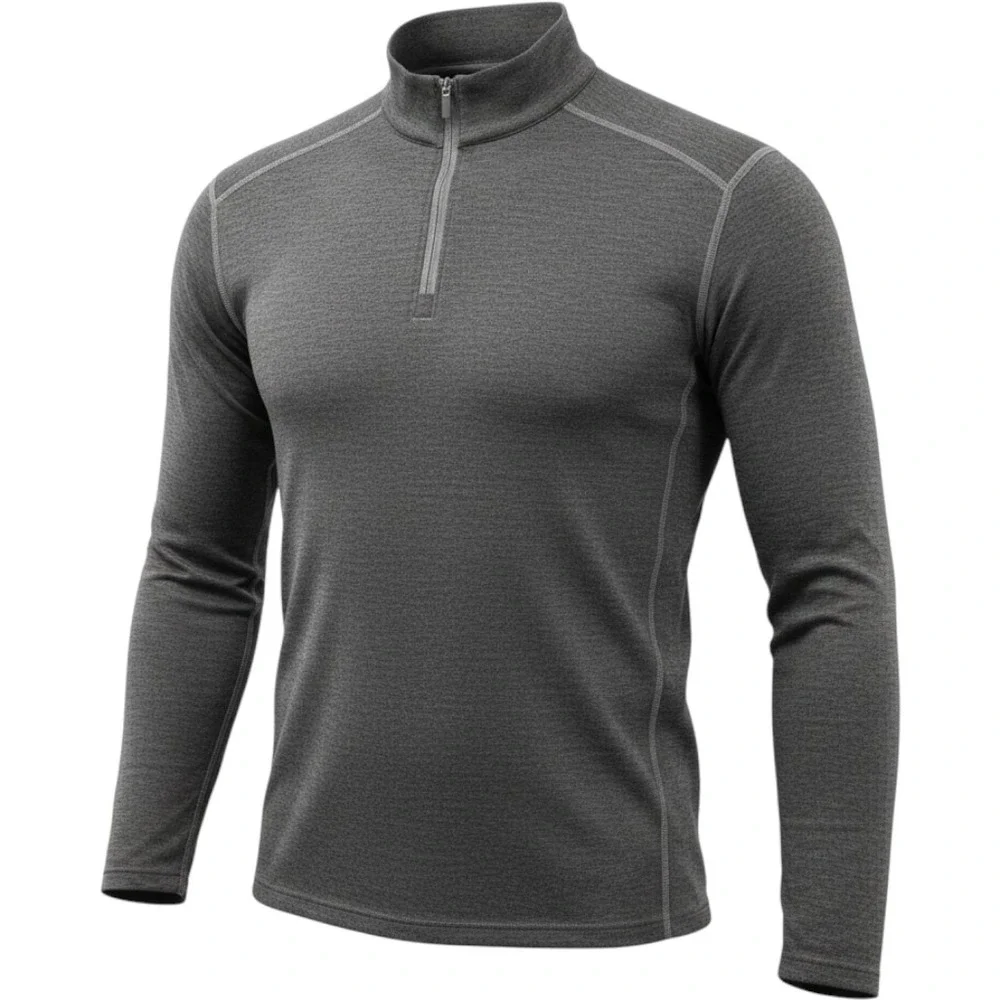 Kuhl Mens Quarter Zip Pullover Charcoal Gray Heather Mock Neck Active Top Size M